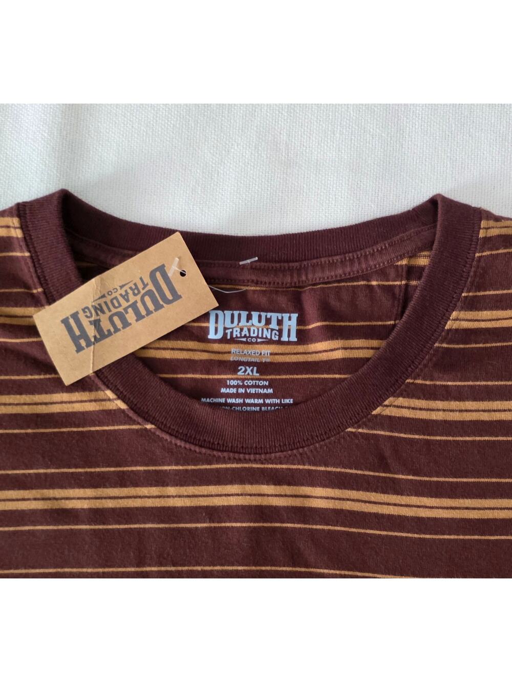 Duluth Trading Co. Men's 2XL Longtail T Short-Sleeve Striped T-shirt Top Pocket